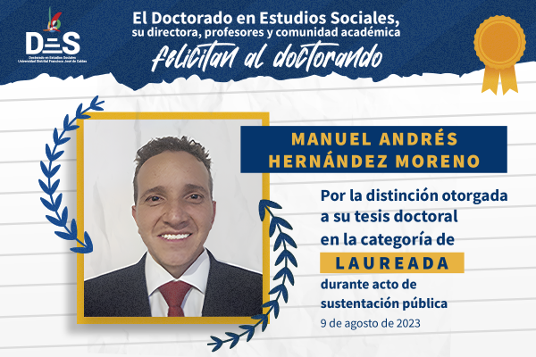 Tesis categoría LAUREADA otorgada al doctorando Manuel Hernández