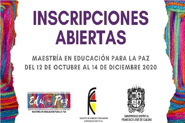Imagen evento Abiertas inscripciones Maestría en Educación para la Paz 2021-1