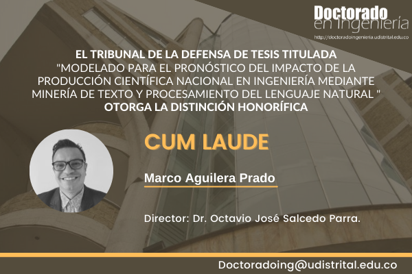 Imagen publicación: Distinción Cum Laude Marco Aguilera Prado a tesis de doctorando UD