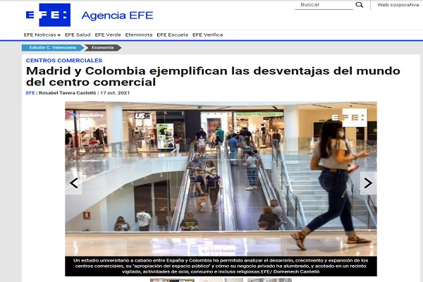 Imagen publicación: Agencia EFE evidencia investigaciones en conjunto entre la UD y la Universidad Castilla la Mancha