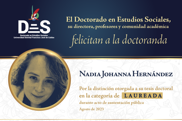 Imagen publicación: Tesis laureada - doctoranda Nadia Johanna Hernández