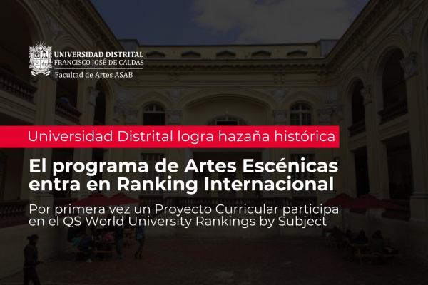 Imagen publicación Histórico resultado en Ranking Internacional para el programa de Artes Escénicas  